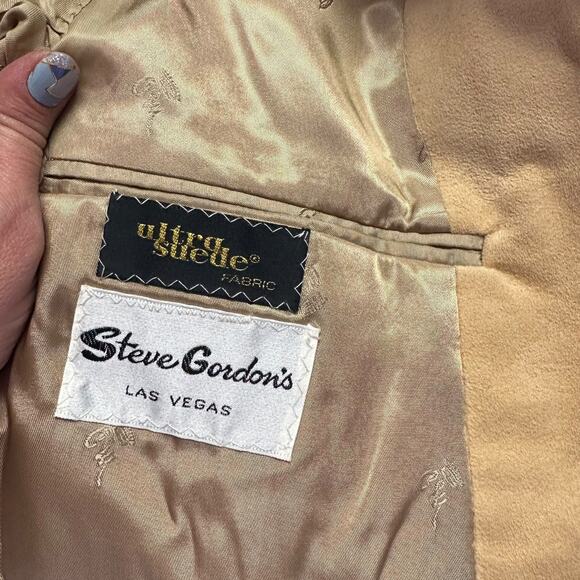 Mens Beige Suit Jacket Countess Mara Custom Ultra Suede - Picture 9 of 10